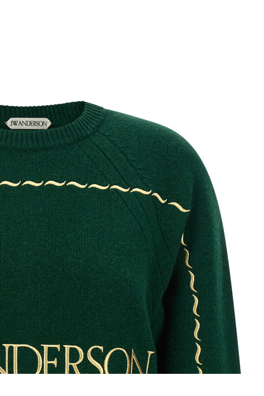 Logo embroidery sweater Green
