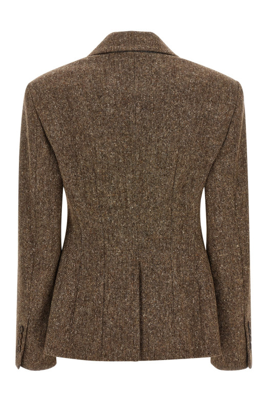 Donegal wool double-breasted blazer Brown