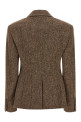 Donegal wool double-breasted blazer Brown