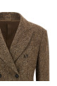 Donegal wool double-breasted blazer Brown