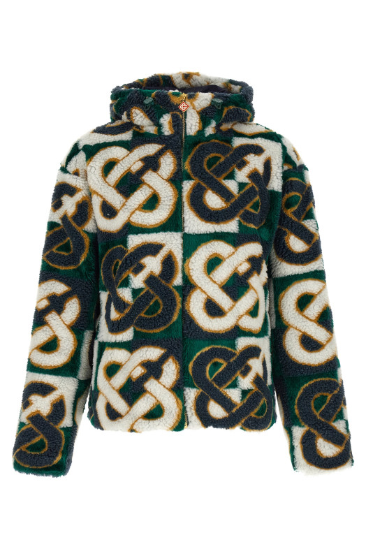 'Monogram' intarsia fleece jacket Multicolor