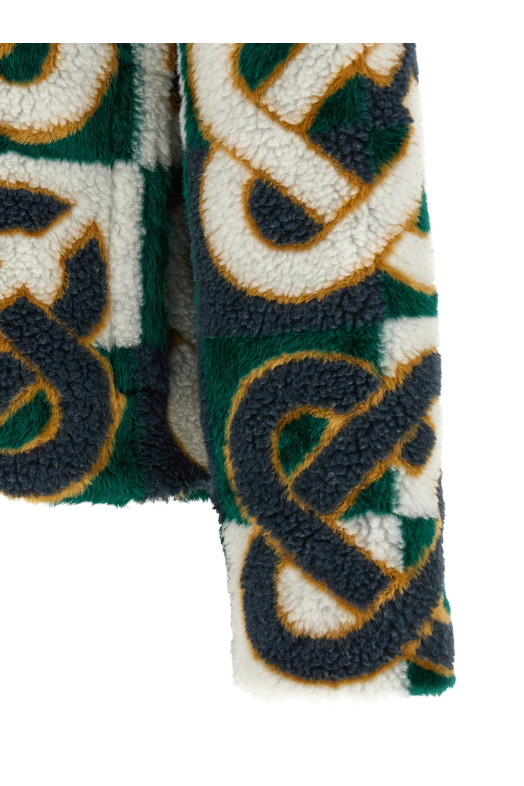 'Monogram' intarsia fleece jacket Multicolor