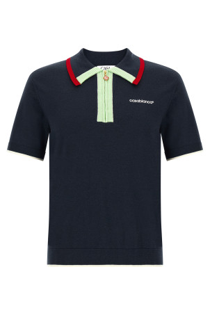Knit polo shirt with zip  Blue