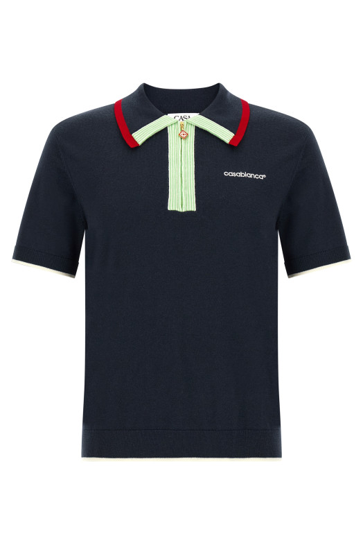 Трикотажная рубашка-поло на молнии  Синяя CASABLANCA MPF26KW84601NAVY
