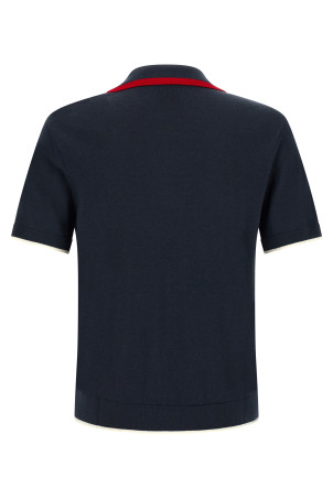 Knit polo shirt with zip  Blue