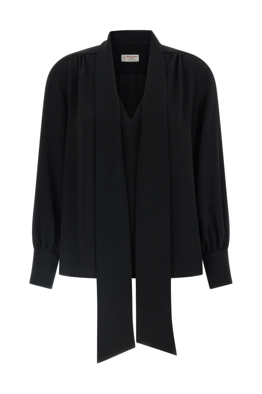 Lavallière neck blouse Black