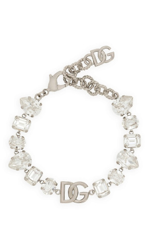 Bracelet with rhinestones and logo Silver
