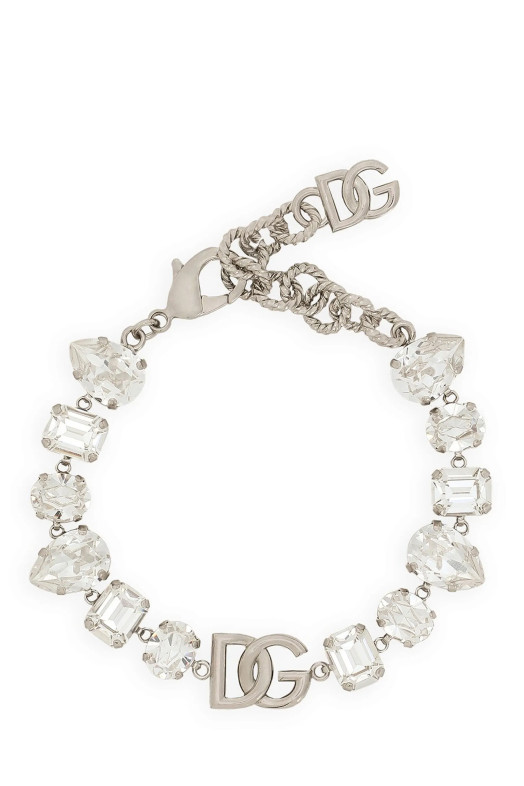 Bracelet with rhinestones and logo Silver
