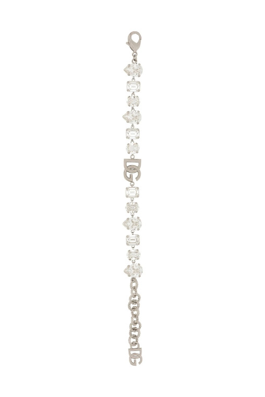 Bracelet with rhinestones and logo Silver