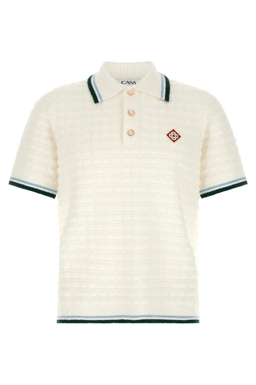 Bouclé polo shirt White