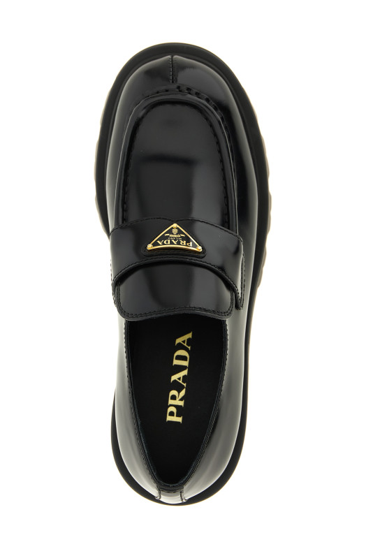 Лоферы из кожи с матовой отделкой, чёрные PRADA 1D185OFB050055F0002