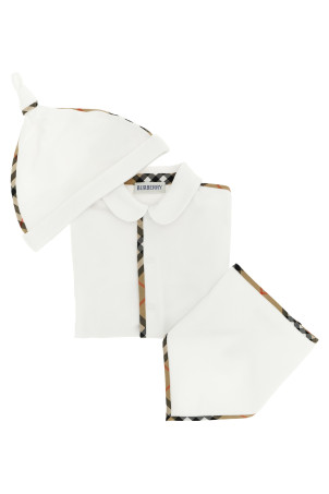 Baby set 'Hamilton' jumpsuit + cap + bib  White