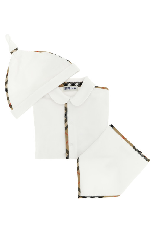 Baby set 'Hamilton' jumpsuit + cap + bib  White