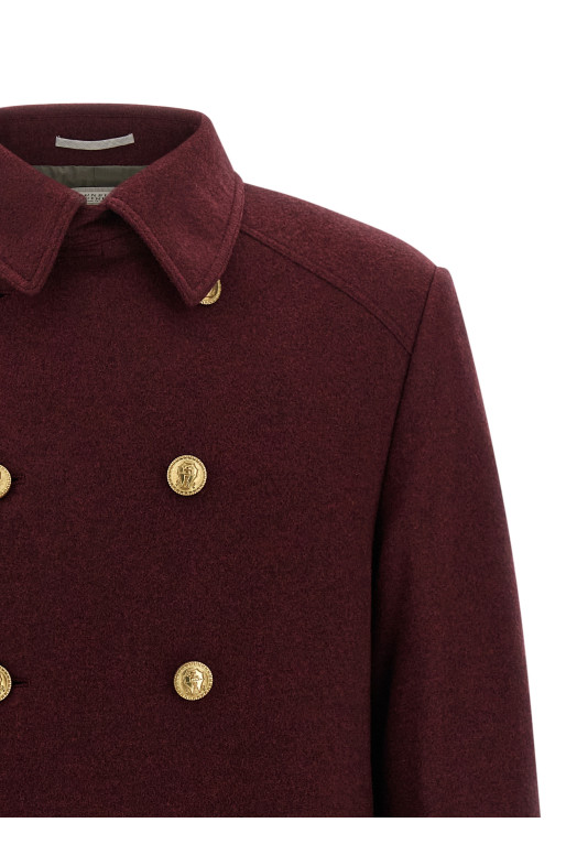 Cashmere double-breasted coat  Bordeaux