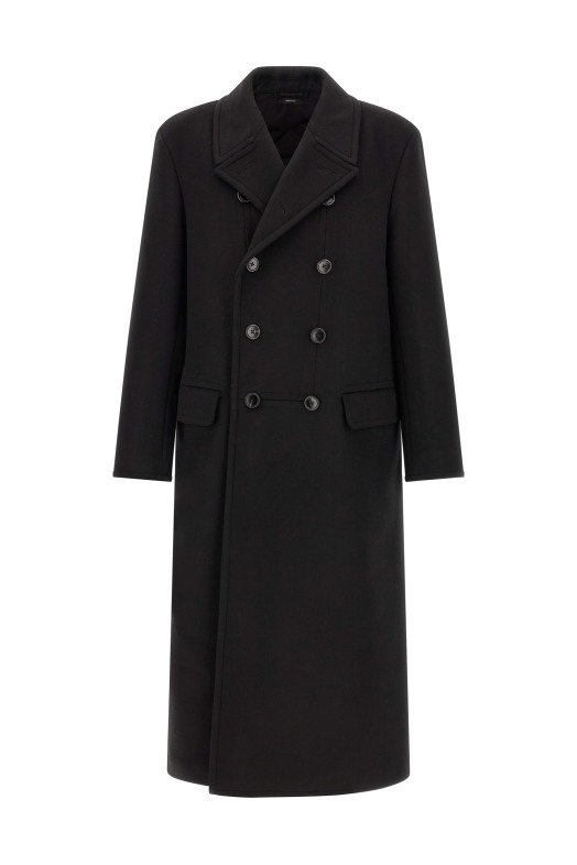 'Luxury Melton DB Officer' coat  Black
