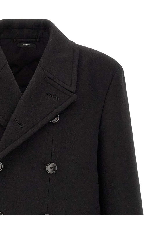 'Luxury Melton DB Officer' coat  Black