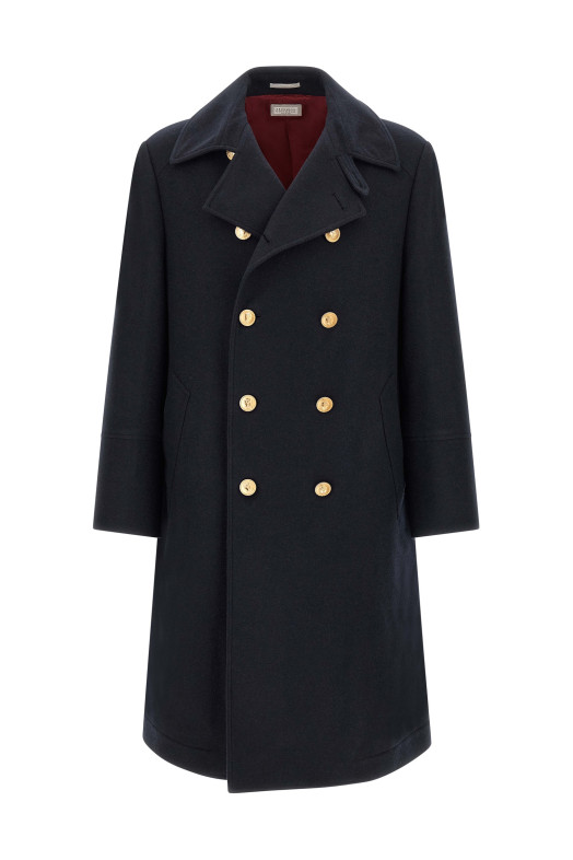 Двубортное пальто  Синее BRUNELLO CUCINELLI MT4019142GC210