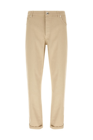 Coat of arms embroidery jeans Beige