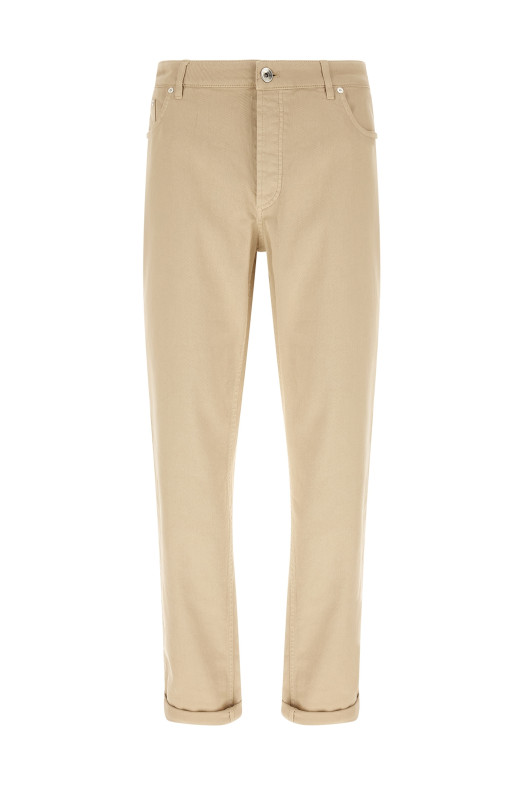 Coat of arms embroidery jeans Beige