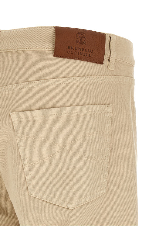 Coat of arms embroidery jeans Beige