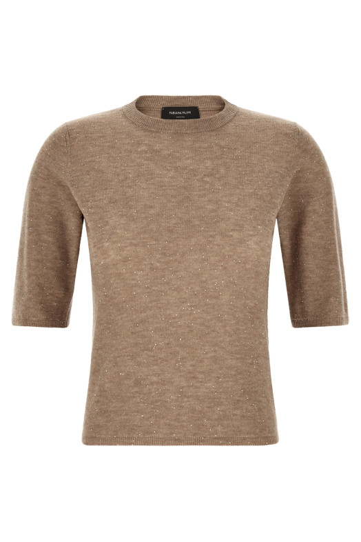 Micro sequin t-shirt Beige