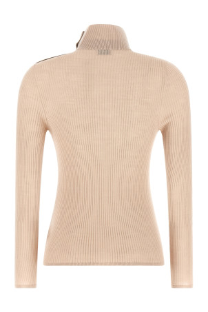 Textured wool turtleneck sweater Beige