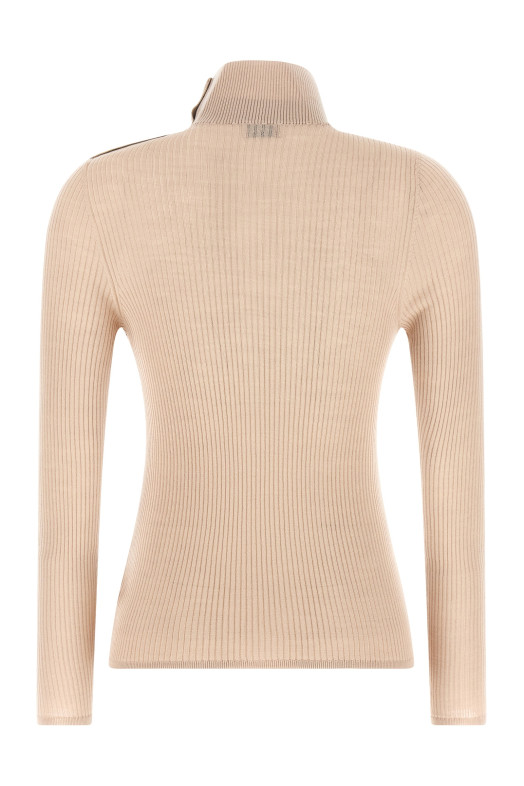 Textured wool turtleneck sweater Beige