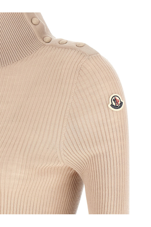 Textured wool turtleneck sweater Beige