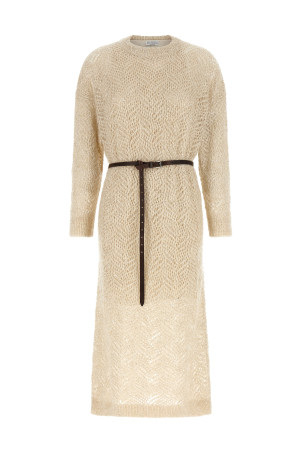 'Dazzling Abstact Leaf' dress Beige