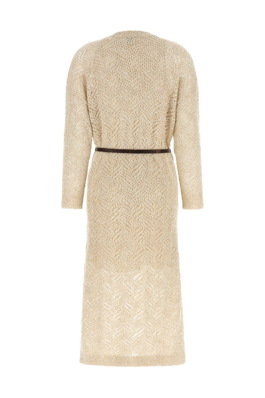 'Dazzling Abstact Leaf' dress Beige