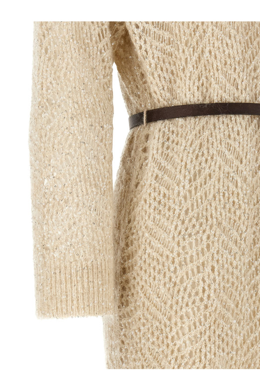 'Dazzling Abstact Leaf' dress Beige