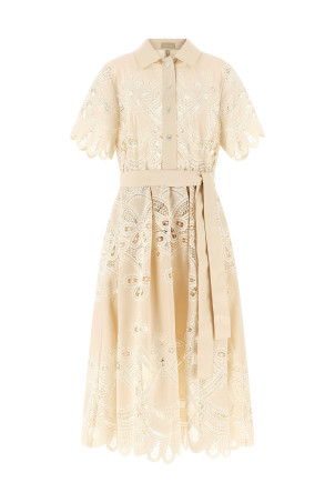 Carving embroidery dress White