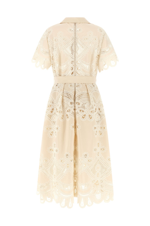 Carving embroidery dress White