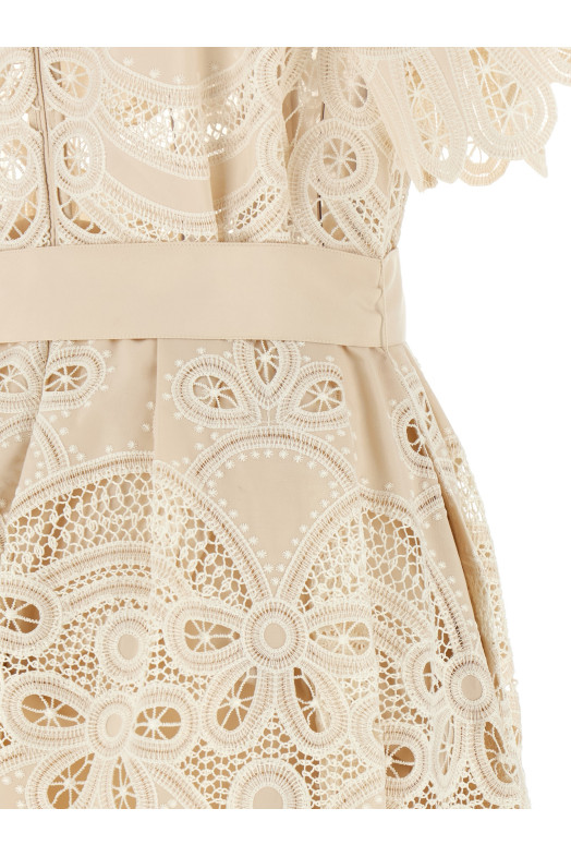 Carving embroidery dress White