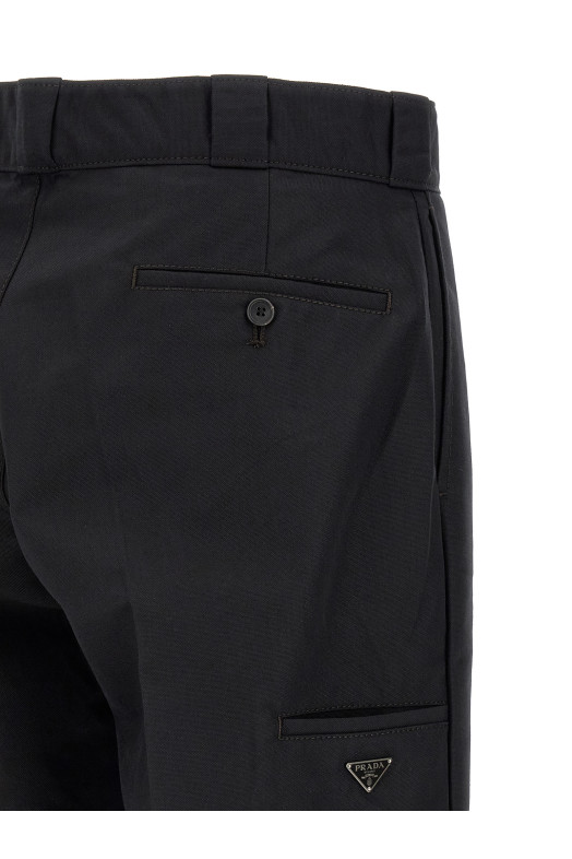 Брюки из канваса со складками, чёрные PRADA GEP272S1826287F0557