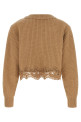 Cropped Lace Sweater Beige
