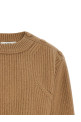 Cropped Lace Sweater Beige
