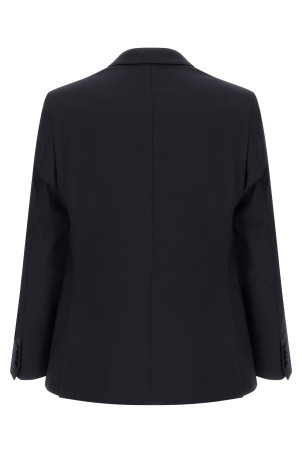 Wool and satin dress Black
