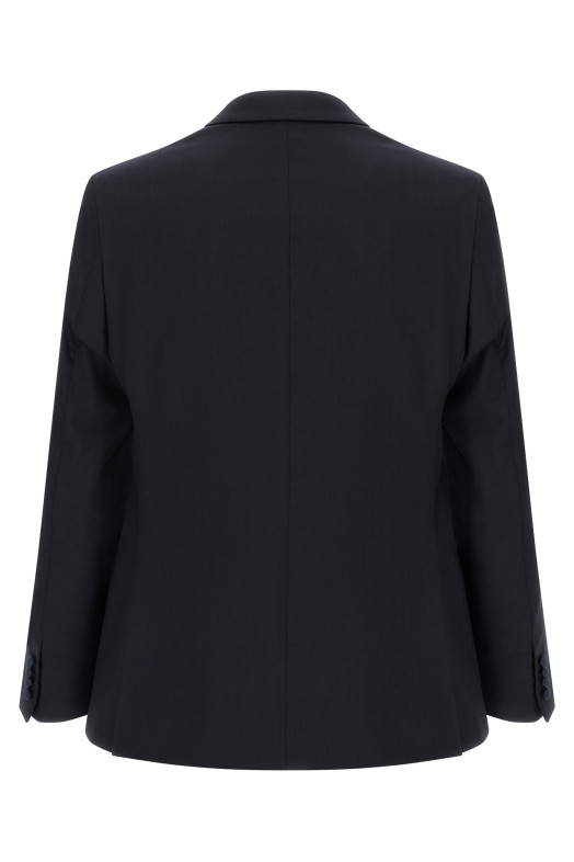 Wool and satin dress Black