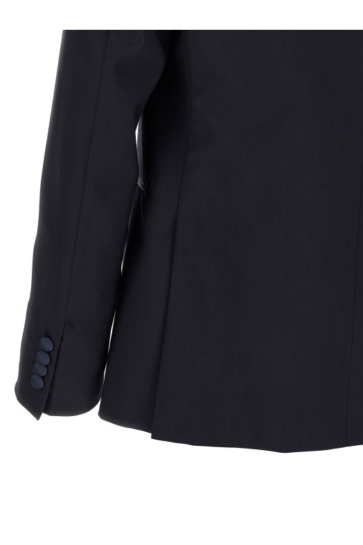 Wool and satin dress Black