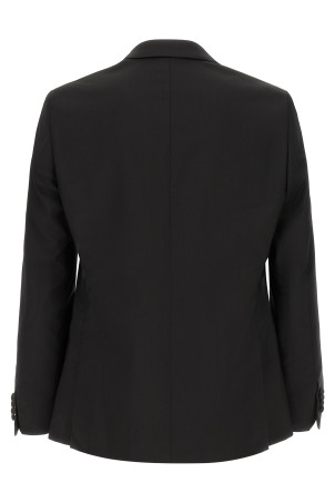 Wool and satin dress Black