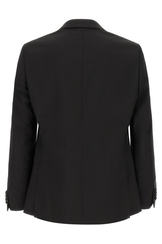 Wool and satin dress Black