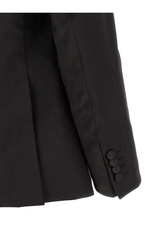 Wool and satin dress Black