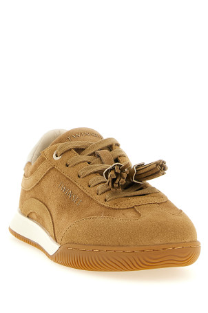 Suede sneakers with tassels Beige