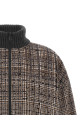 Sequin check bomber jacket Brown