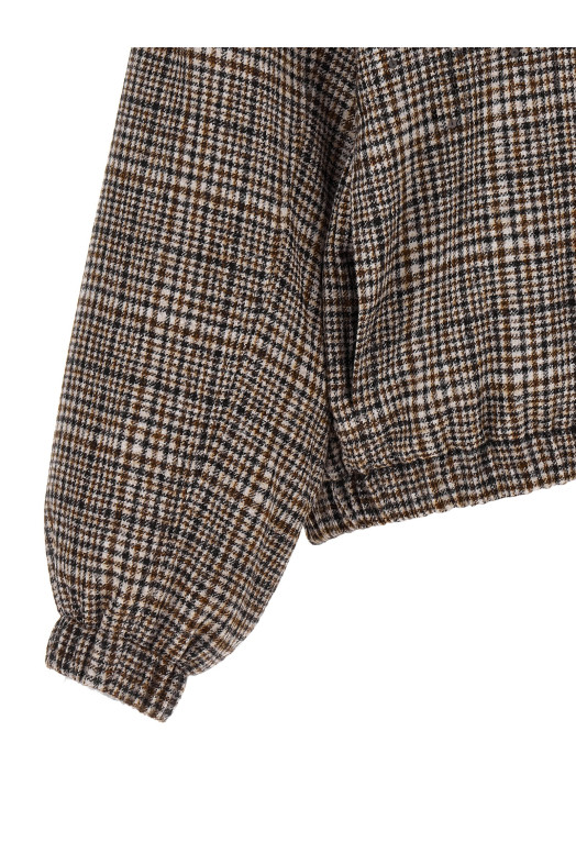 Sequin check bomber jacket Brown