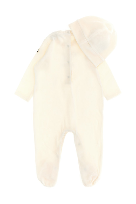 Jumpsuit + cap cross stitch White