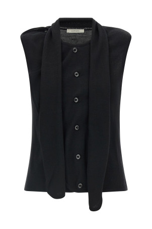 Draped panel vest Black