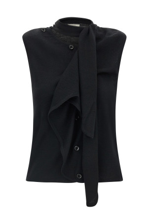 Draped panel vest Black