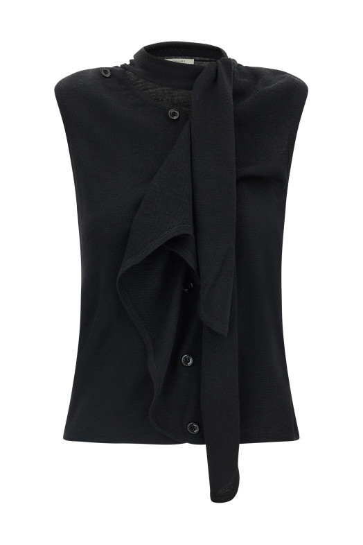 Draped panel vest Black